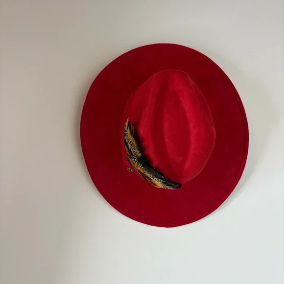 Unisex Feather Suede Wide Brim Fedora Hat